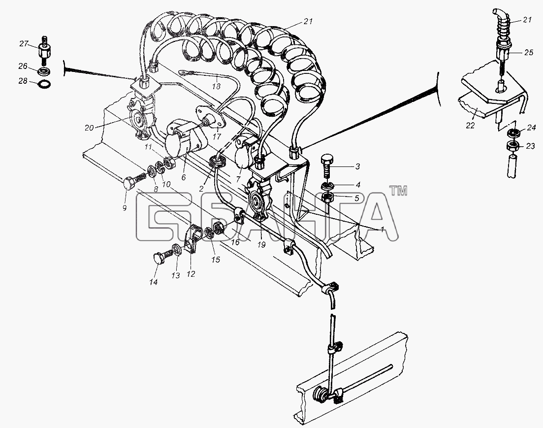 МАЗ МАЗ-64226 Схема Установка электропневмовыводов banga.ua
